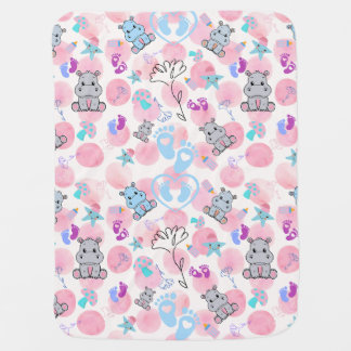 Baby Hippo and polka dot Blanket