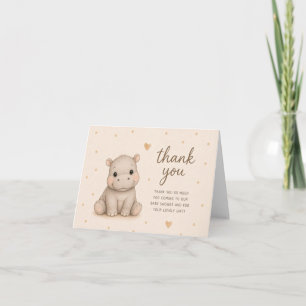 Baby Hippo Baby Shower Thank You Card