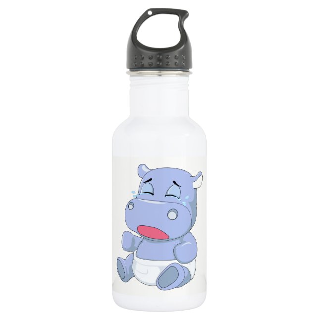 Baby Hippo Crying Water Bottle (Front)