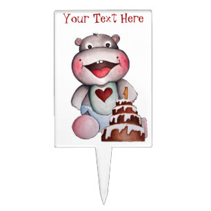Baby Hippo First Birthday Cake Topper