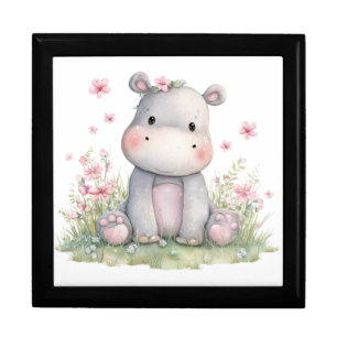Baby Hippo Floral Keepsake Gift Box