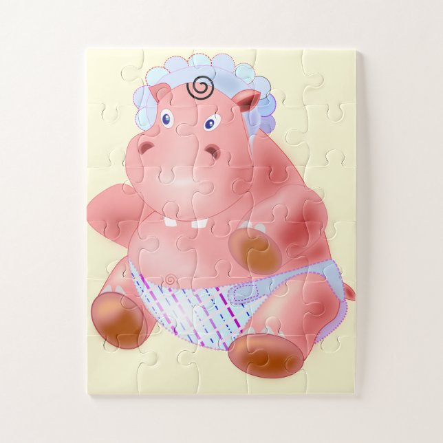 Baby Hippo Jigsaw Puzzle Cartoon (Vertical)