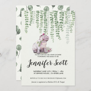 Baby Hippo Jungle Baby Shower Invitation