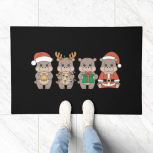 Baby Hippo Moo Deng Christmas Doormat
