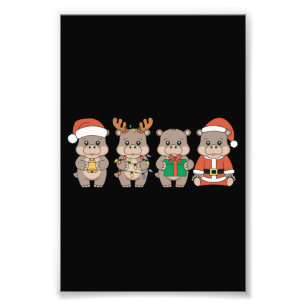 Baby Hippo Moo Deng Christmas Photo Print