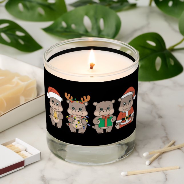 Baby Hippo Moo Deng Christmas Scented Candle (Lit)