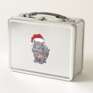 Baby Hippo Moo Deng Christmas Shirt For Kids , Wom Metal Lunch Box