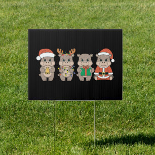 Baby Hippo Moo Deng Christmas Sign
