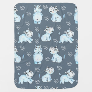 Baby Hippo nursery blanket