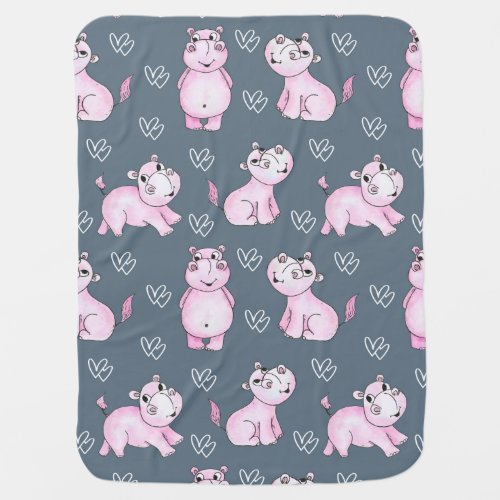 Baby Hippo nursery blanket