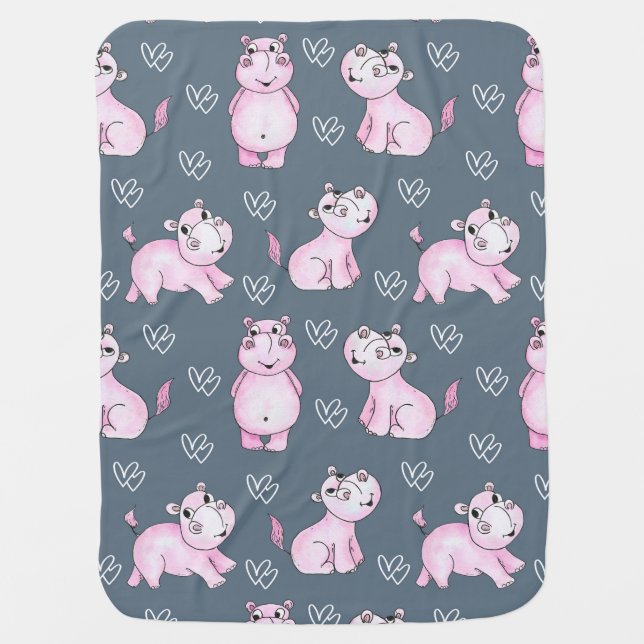 Baby Hippo nursery blanket (Front)