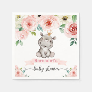 Baby Hippopotamus Princess Baby Shower Napkins