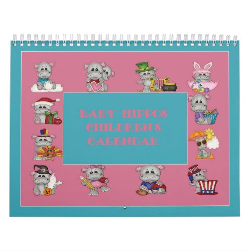 Baby Hippos Childrens Calendar