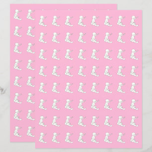 Baby holding hammer, pink scrapbook paper