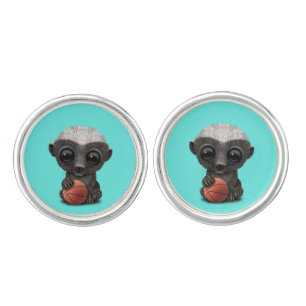 Baby Honey Badger Playing With Basketball Cufflinks