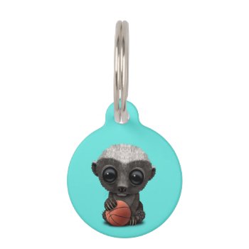 Baby Honey Badger Playing With Basketball Pet Id Tag by crazycreatures at Zazzle