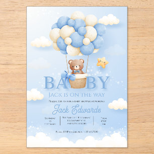 Baby Hot Air Balloon Watercolor Shower Art Acrylic Invitations