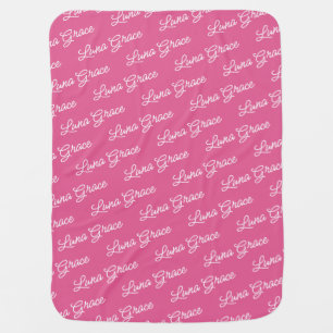 Baby Hot Pink Girl Personalized Name Custom Baby Blanket