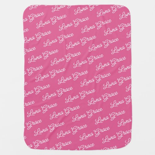 Baby Hot Pink Girl Personalized Name Custom Baby Blanket