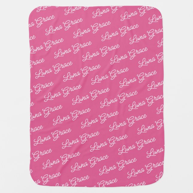 Baby Hot Pink Girl Personalized Name Custom Blanket (Front)