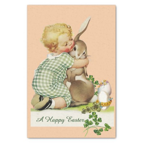 BABY HUGGING EASTER BUNNY Pink  Tissue Paper