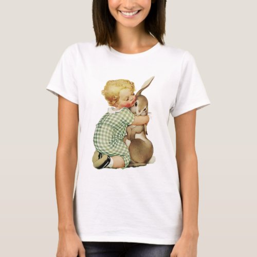 BABY HUGGING EASTER BUNNY T_Shirt