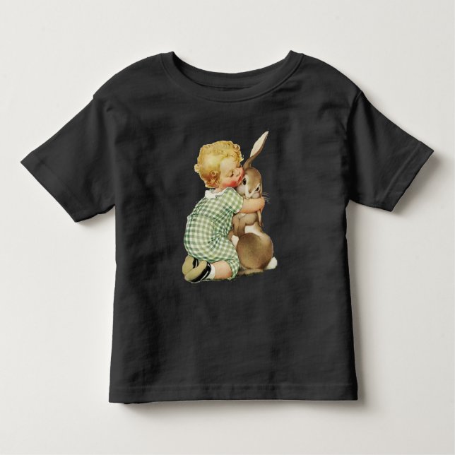 BABY HUGGING EASTER BUNNY TODDLER T-SHIRT (Front)