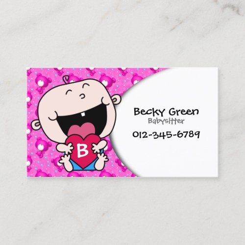 Baby Hugging Heart Pink Business Card