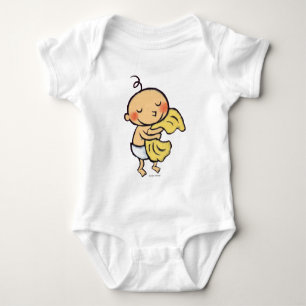 Baby Hugging Soft Yellow Blanket Bodysuit