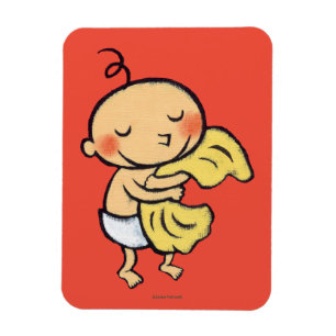 Baby Hugging Soft Yellow Blanket Magnet