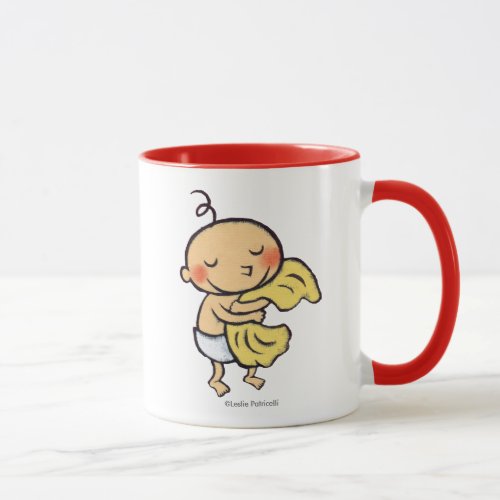 Baby Hugging Soft Yellow Blanket Mug