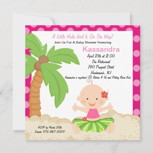 Baby Hula Girl  Baby Shower Invitation