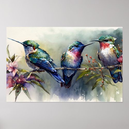 Baby Hummingbirds Poster