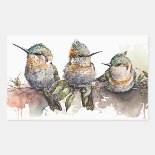 Baby Hummingbirds Rectangular Sticker