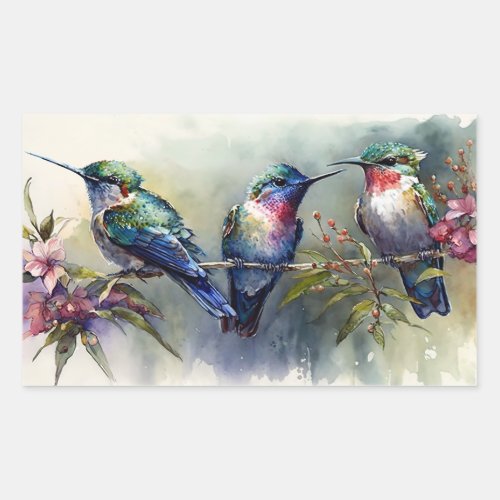 Baby Hummingbirds Rectangular Sticker