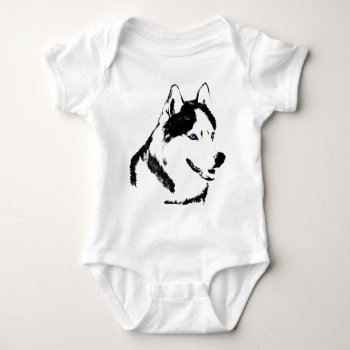 Baby Husky Creeper Sled Dog Baby Gifts by artist_kim_hunter at Zazzle