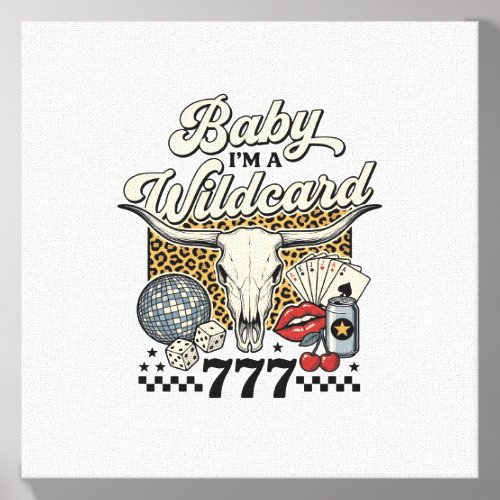 Baby Im a Wildcard Vintage Western Casino Shirt Canvas Photo Tile