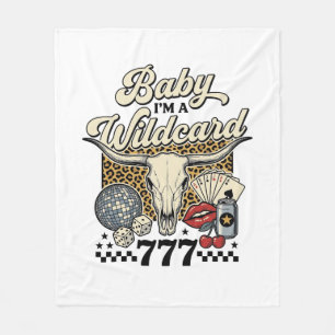 Baby Im a Wildcard Vintage Western Casino Shirt Fleece Blanket
