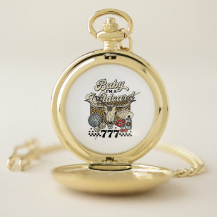 Baby Im a Wildcard Vintage Western Casino Shirt Pocket Watch