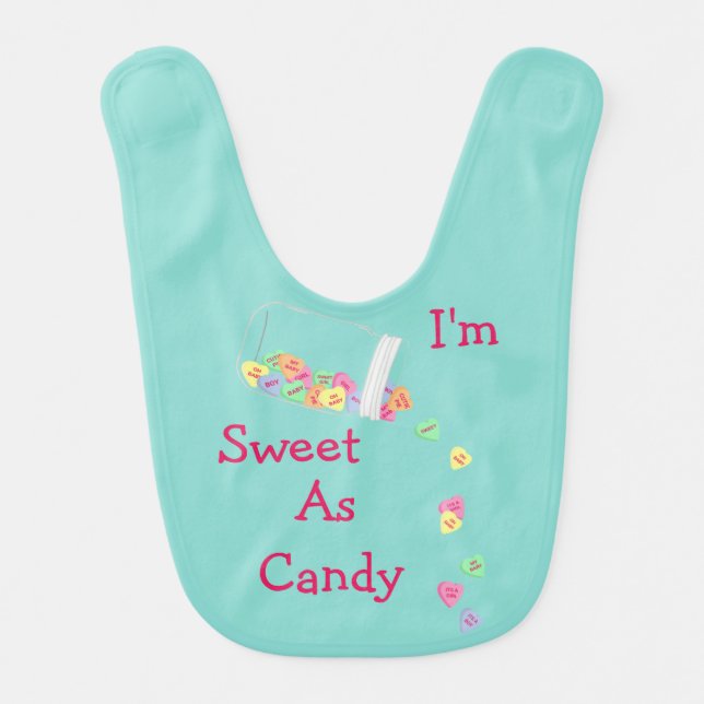 BABY & I'm Sweet As Candy Hearts Sprinkle Party Baby Bib (Front)