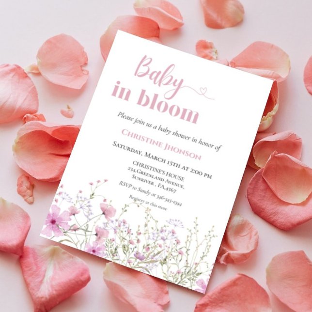 Baby in a bloom wildflower baby shower invitation (Creator Uploaded)