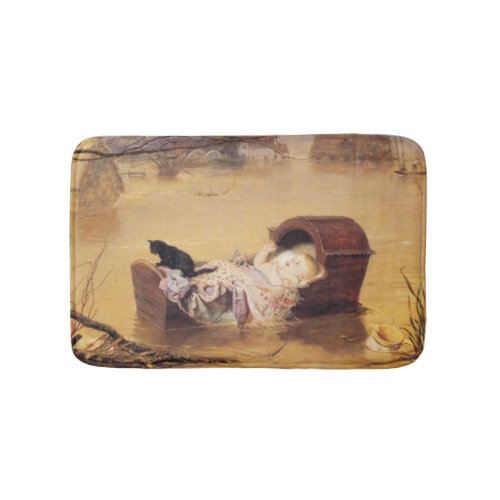 Baby in a Cot During a Flood by JE Millais Bath Mat