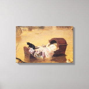 Baby in a Cot During a Flood (by J.E. Millais) Canvas Print