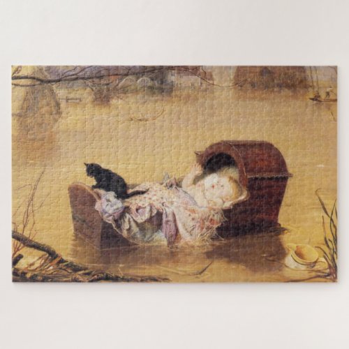 Baby in a Cot During a Flood by JE Millais Jigsaw Puzzle