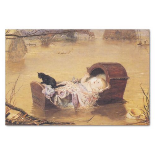 Baby in a Cot During a Flood by JE Millais Tissue Paper