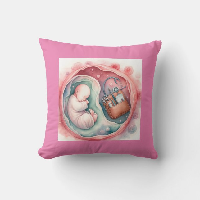 Baby in a mother's womb throw pillow (Front)