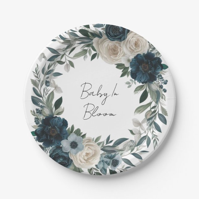 Baby In Bloom: A Garden-inspired Baby Shower Paper Plates (Front)