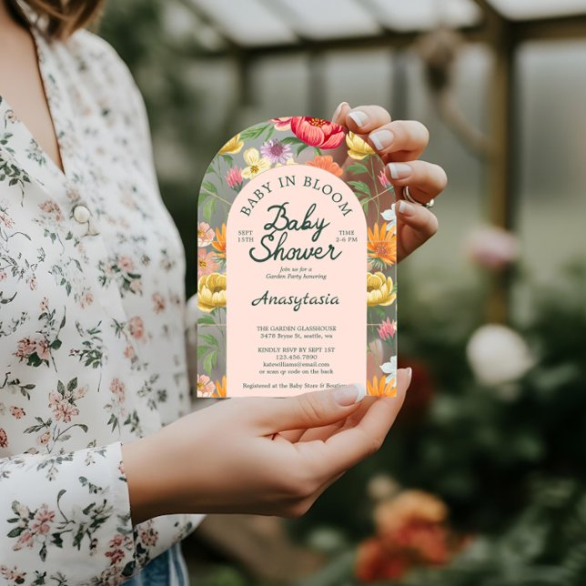 Baby in Bloom Arch Bold Floral Garden Baby Shower  Acrylic Invitations (Baby in Bloom Arch Bold Floral Garden Baby Shower Acrylic Invitations)