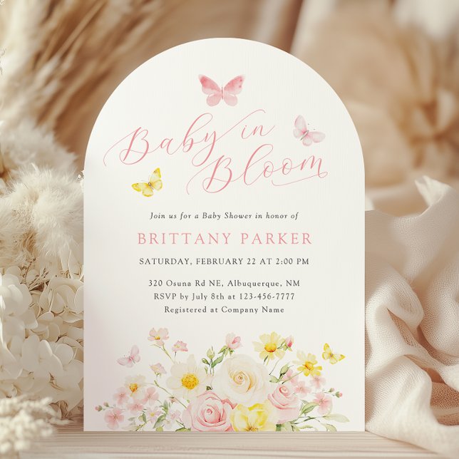 Baby in Bloom Arch Floral Baby Shower Invitation (Creator Uploaded)