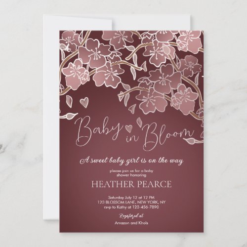 Baby In Bloom Asian Cherry Blossom Shower Invitation